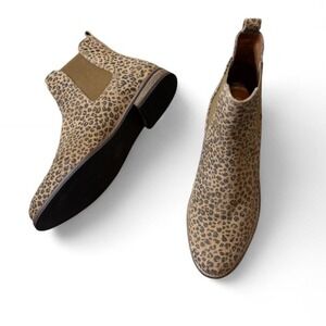 Lucy Avenue BrownLeopard Print Faux Suede Chelsea Boots